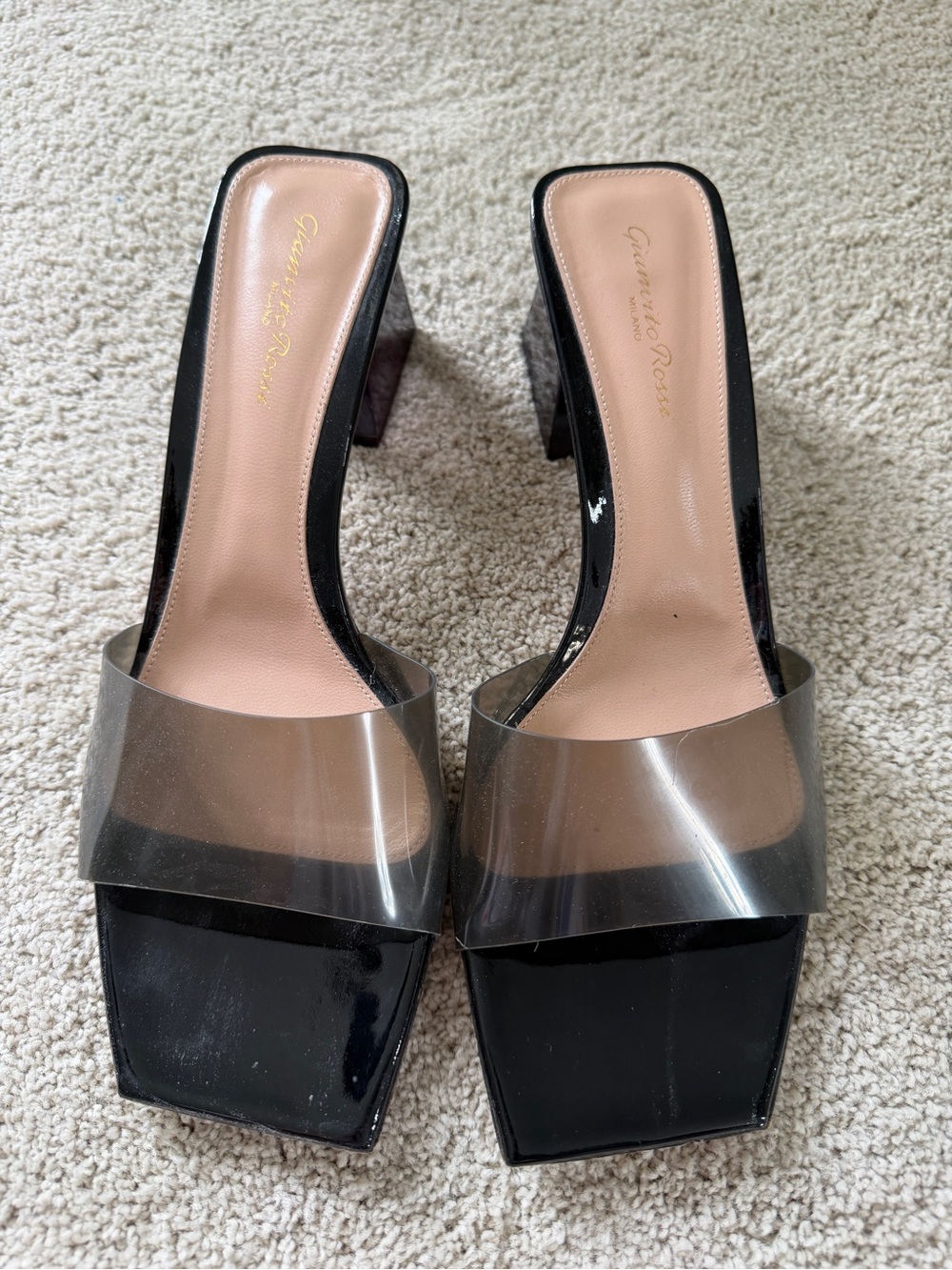 Gianvito Rossi Elle Black Plexi Sandals